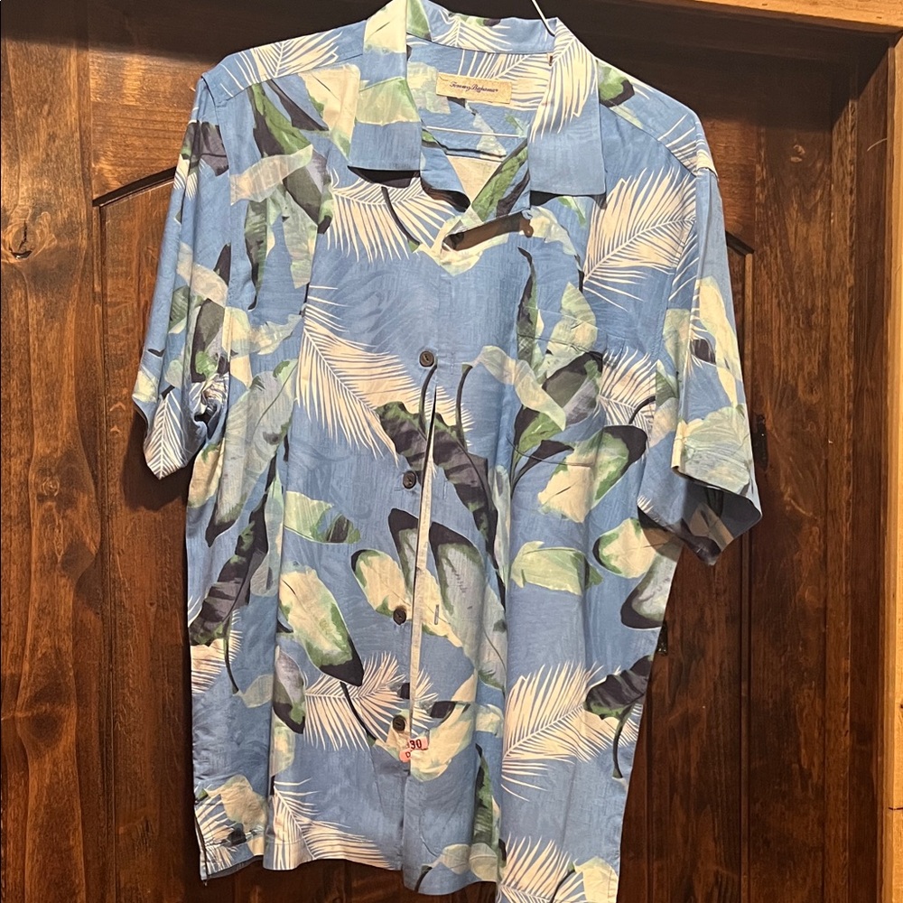 Tommy Bahama Blue Tropical Print Casual Button Down Shirt
